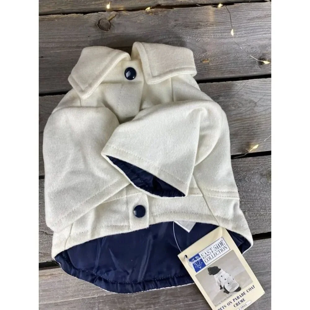 East Side Collection Pets On Parade X Small Creme Wool Blend Dog Coat